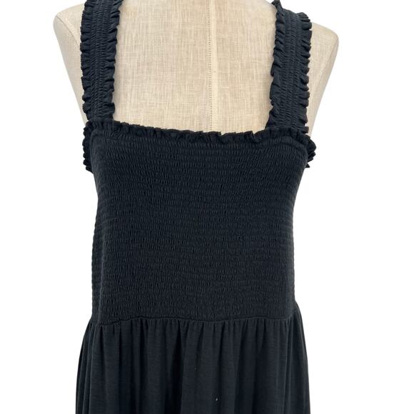 Nation LTD Shoshanah‎ Smocked Sundress Dress Midi Sleeveless Black Size Large - Picture 4 of 11